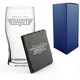image 1 of Personalised Top Daddy Engraved Pint Glass Slate Coaster Set