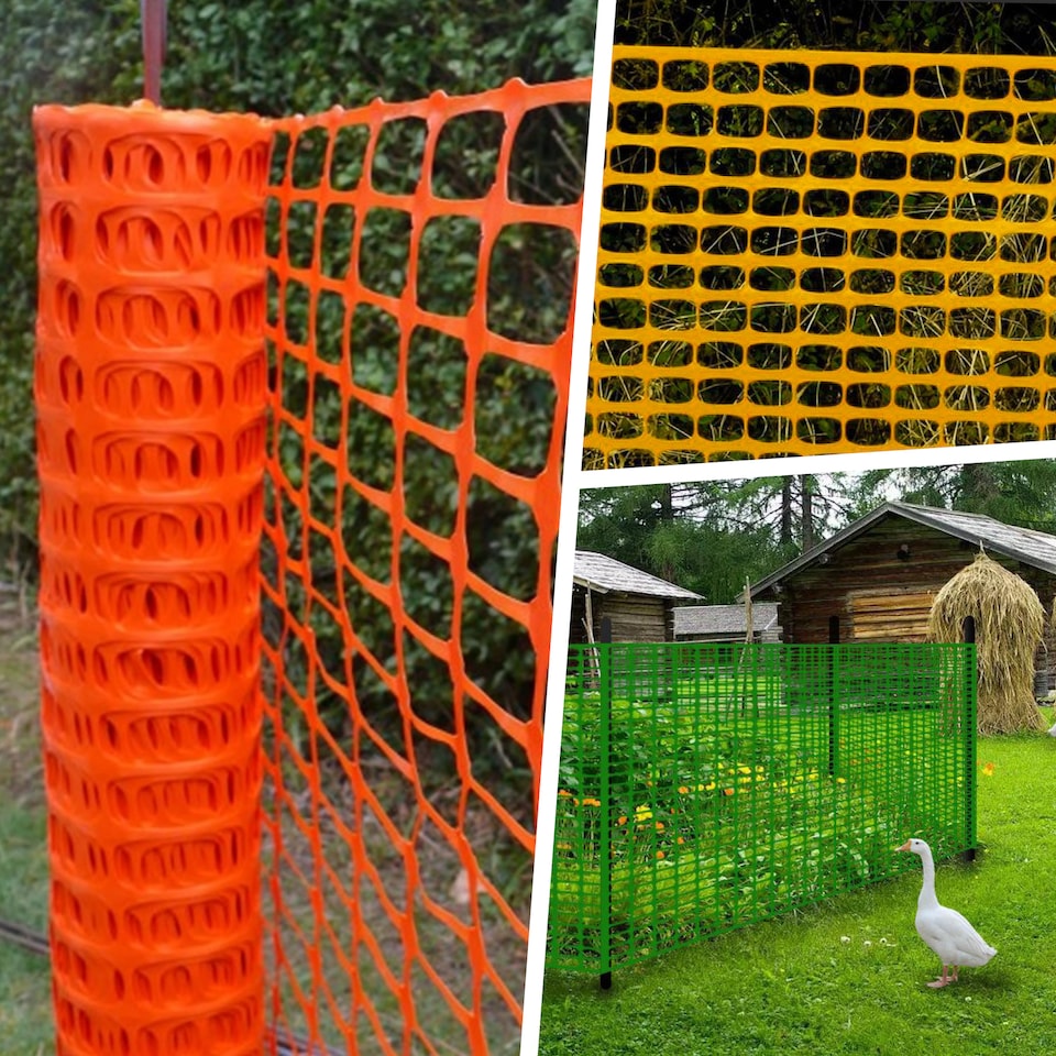 image 1 of Pegdev Highly Durable Orange Plastic Barrier Fencing with Steel Pins 20m 10 Pins