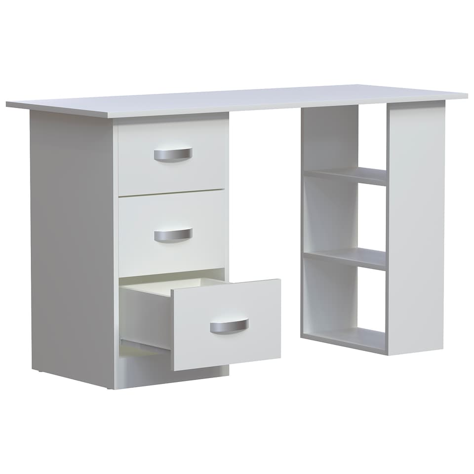 image 1 of Vida Designs Mason 3 Drawer 3 Shelf Computer Desk Home Office Workstation, White
