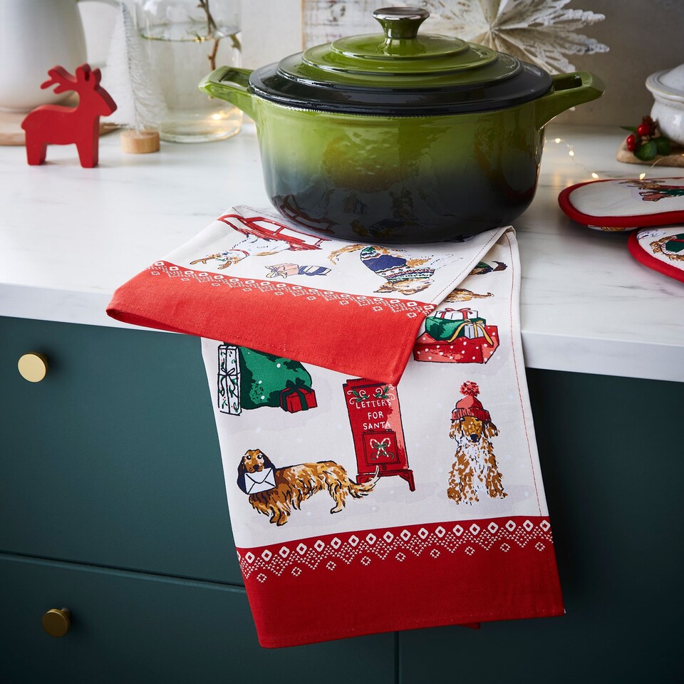 image 1 of Ulster Weavers Merry Mutts Tea Towel - Cotton Red