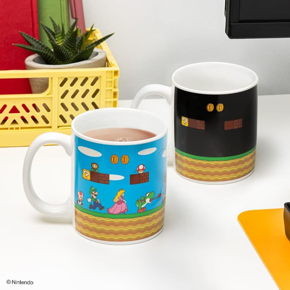 image 1 of Super Mario Bros Heat Changing Mug 300ml Ceramic Coffee Cup Official Nintendo Gamer Collectible Gift Paladone