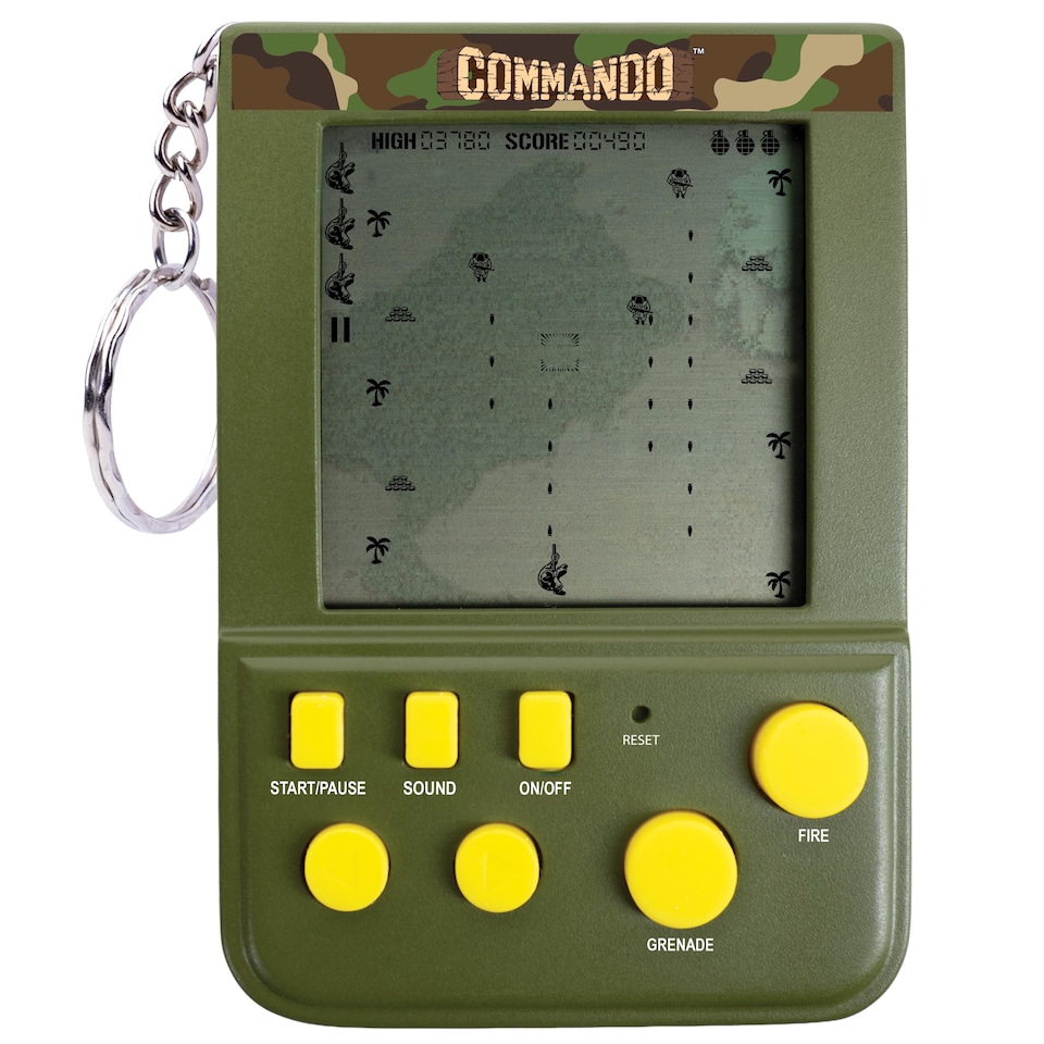 image 1 of Commando Keyring Arcade Game with LCD Screen & Classic Gameplay