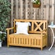 image 1 of Outsunny Wood Garden Bench 2 Seater Storage Chest Patio Seating Chair with High Back and Armrest, Yellow