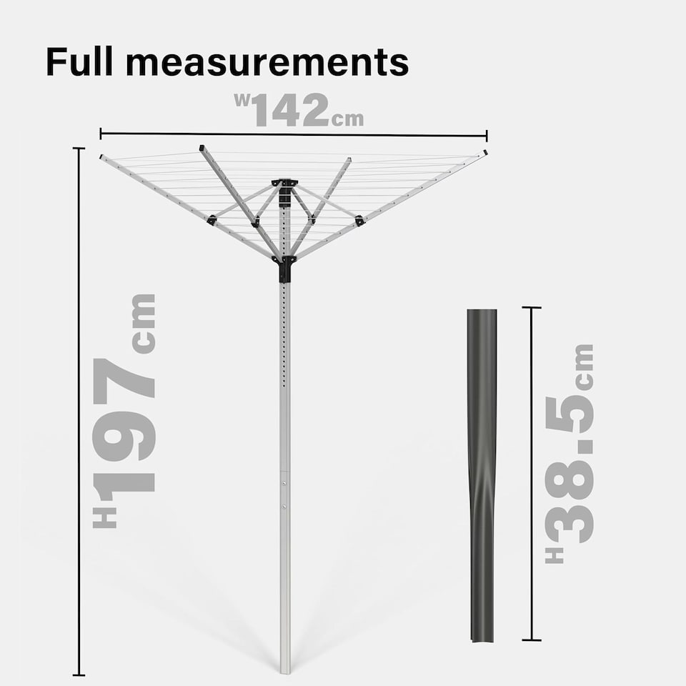 image 1 of Aluminium 4 Arm 50M Rotary Washing Line Laundry Adjustable 120-180cm Dryer Cover