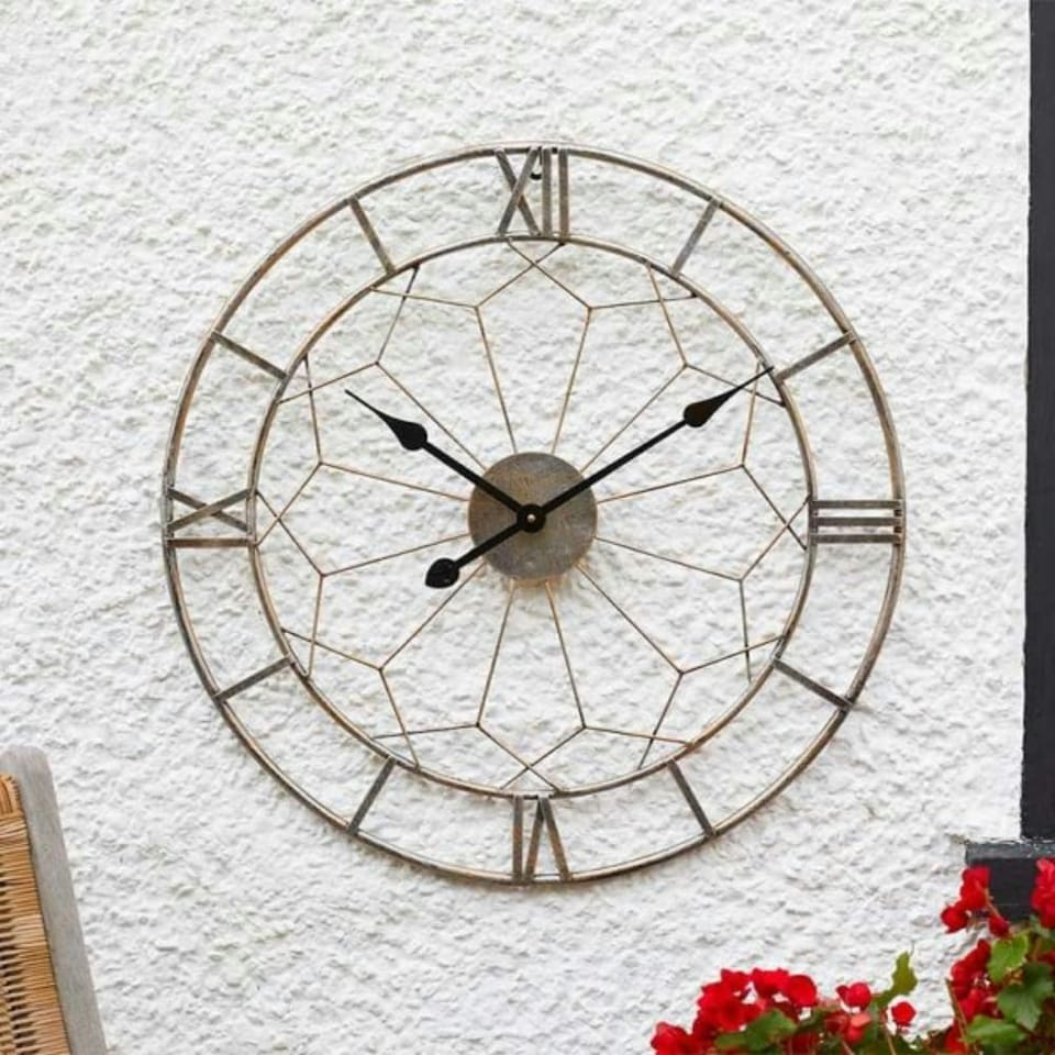 image 1 of Marco Paul 60cm Roman Numerals Skelton Clock Gold