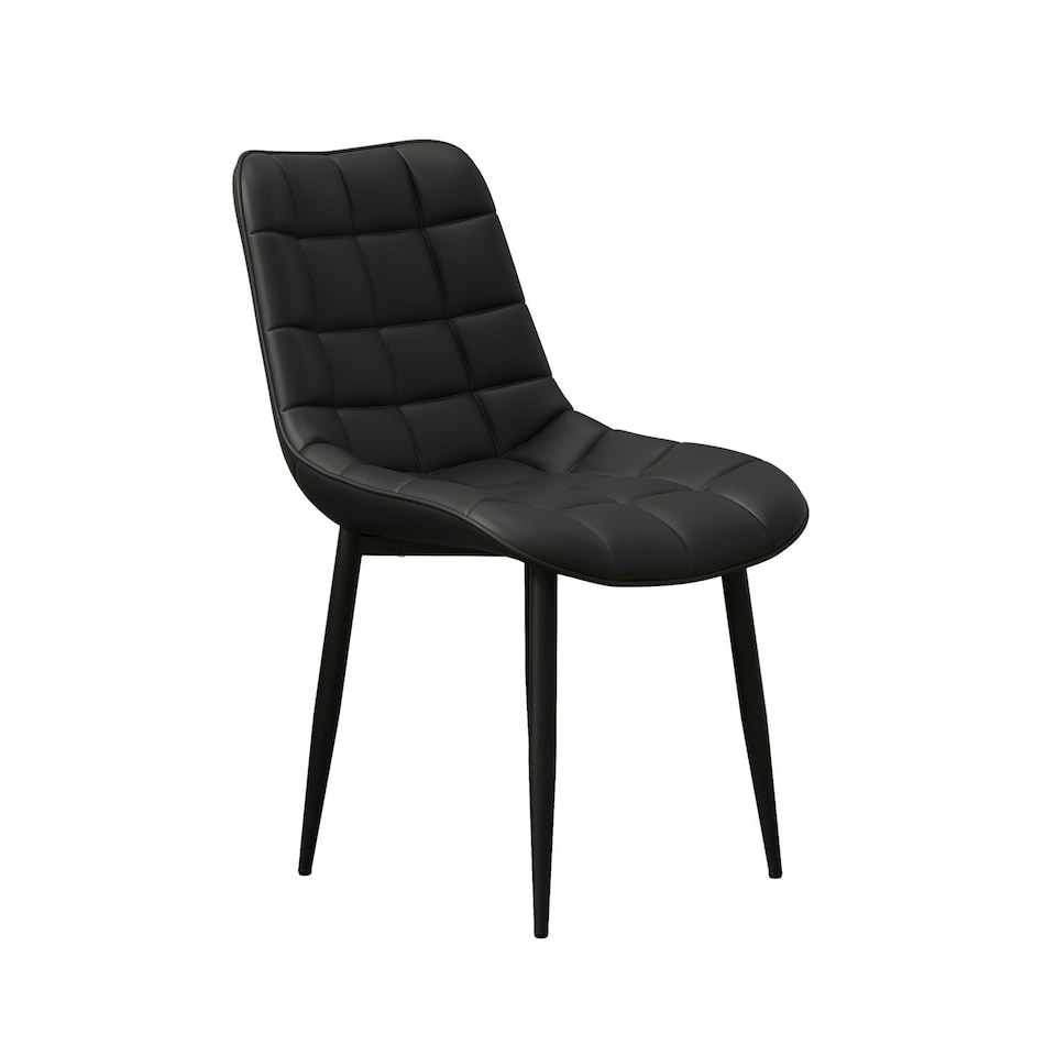 image 1 of Set of 4 Nova Modern Faux Leather Dining Chair Padded Seat Metal Legs Kitchen (Black)