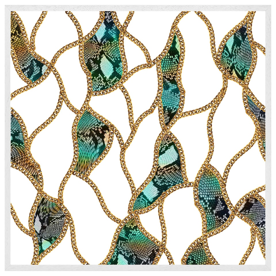 image 1 of Chains & snake skin (Picutre Frame) White | L