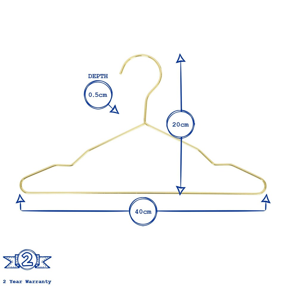 image 1 of Harbour Housewares Metal Clothes Hangers - Gold - Pack of 10