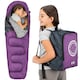 image 1 of Trail Kids Sleeping Bag Mummy Hooded 3 Season Soft Warm 2 Way Zip Boys Girls | Purple | Kids | 1
