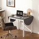 image 8 of HOMCOM Foldable Dining Table, Solid Wood Drop Leaf Table, Grey