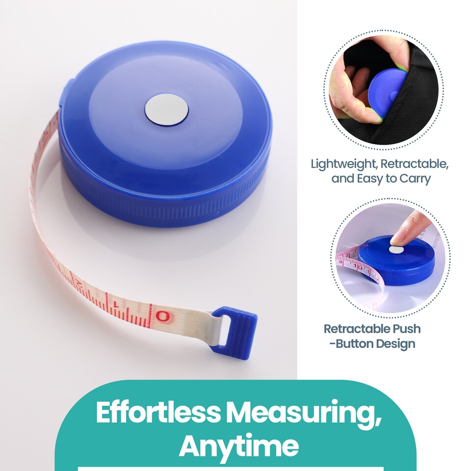 image 1 of 150cm Retractable Measuring Tape, Dual Sided Soft Round Design