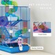 image 4 of Pawhut 5 Tier Hamster Cage, Gerbil Cage with Tube Exercise Wheels, Tunnel, Water Bottle, Dishes, Blue, 58H x 46L x 30Wcm