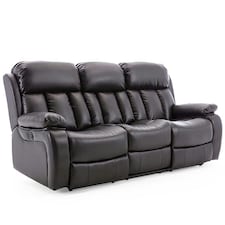 Chester 3 Seater Electric High Back Bonded Leather Recliner Sofa (Brown)