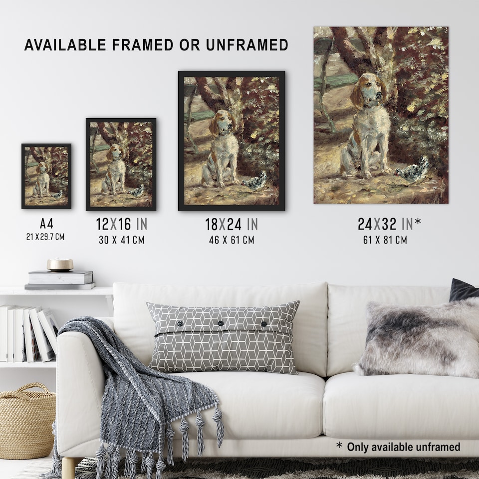 image 1 of The Artists Dog Fleche Vintage Framed Wall Art Print Toulouse Lautrec 12x16"