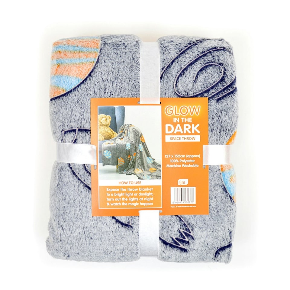 image 1 of RJM Glow In The Dark Space Blanket - Space - 127 x 152cm