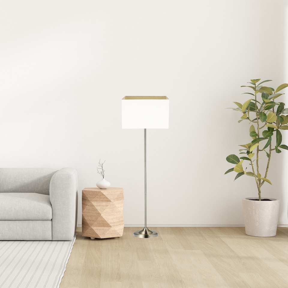 image 1 of Large Rectangular Cream Linen Fabric Lamp Shade for Table and Floor Lamp Bases | Cream