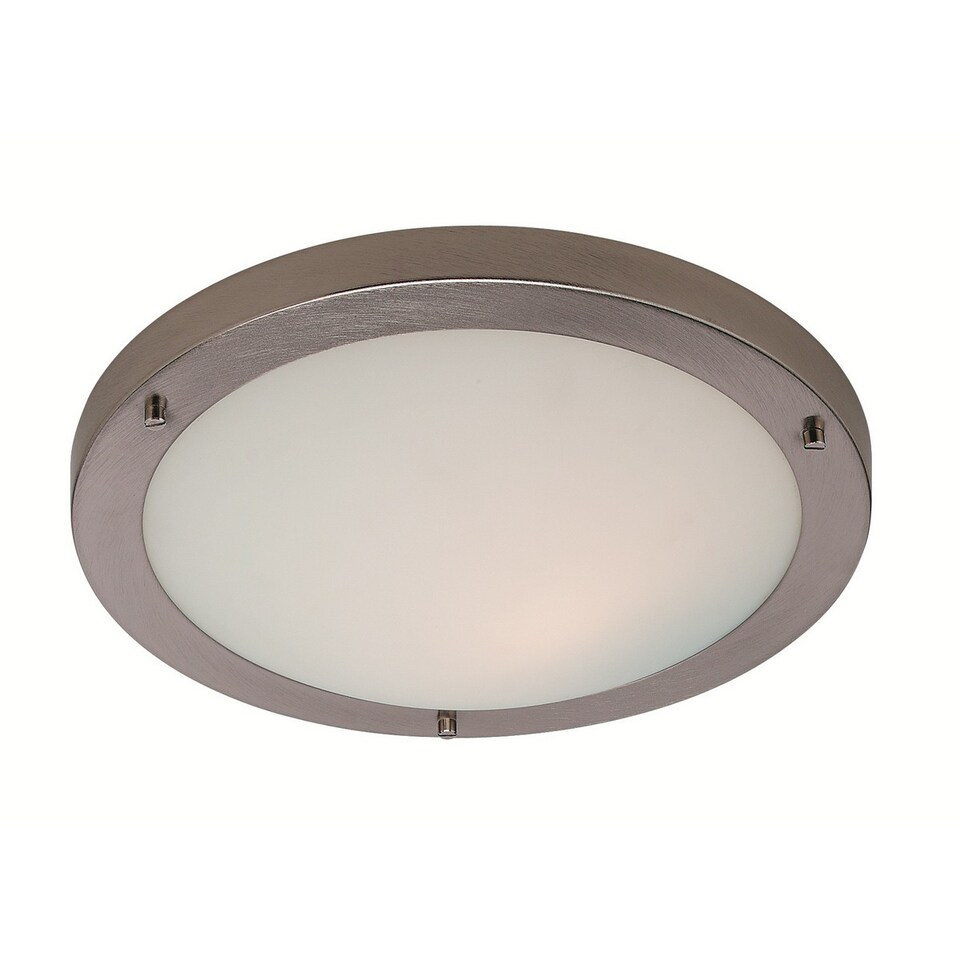 Rondo LED 24 Light Flush Ceiling Light Brushed Steel, Opal Glass IP44