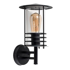 ValueLights Dorset IP44 Black Fisherman's Lantern Cage Outdoor Wall Light | Black