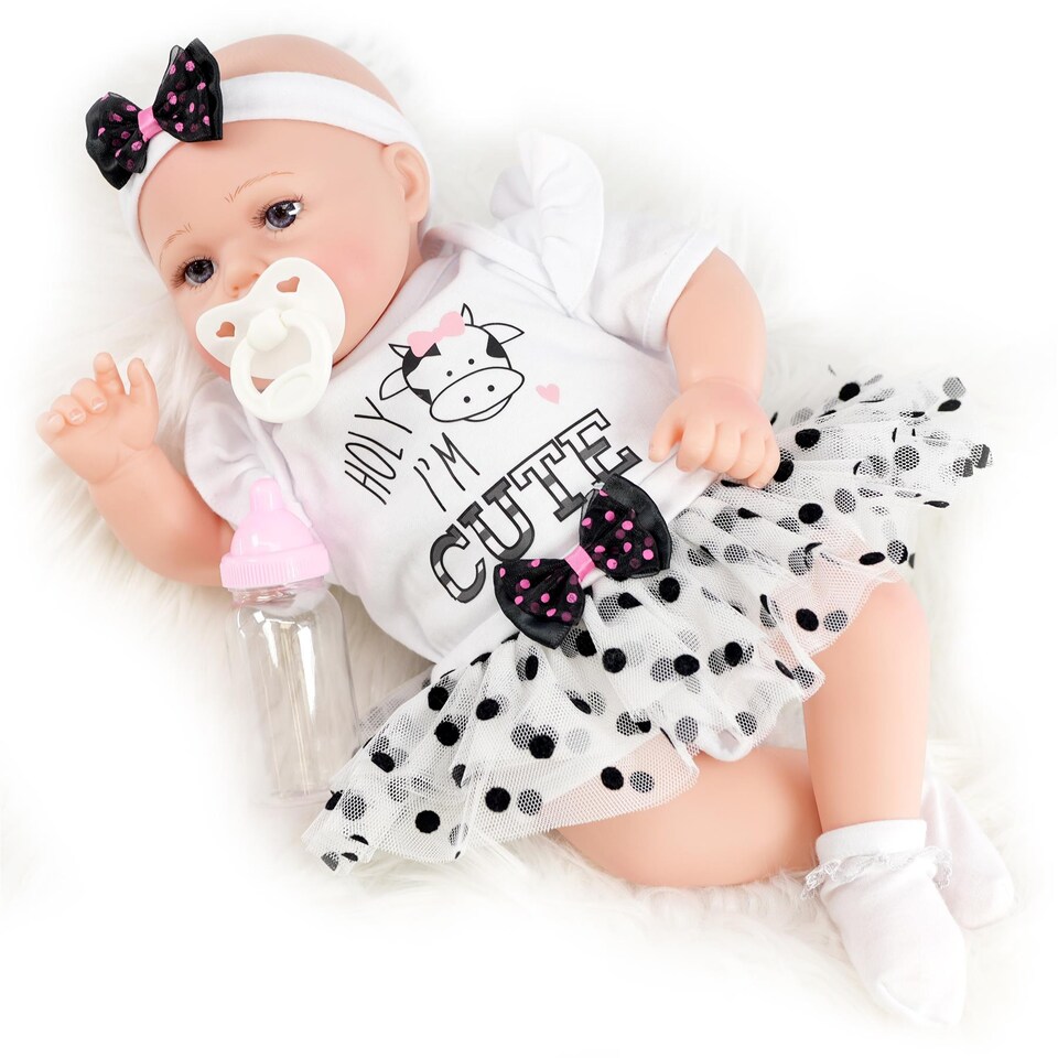 image 1 of BiBi Doll 17" Jasmine Reborn Baby Doll Girl With Toy Dummy & Bottle