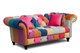 image 1 of Multicoloured Velvet Patchwork 2 Seater Scroll Arm Chesterfield Sofa PORTOFINO