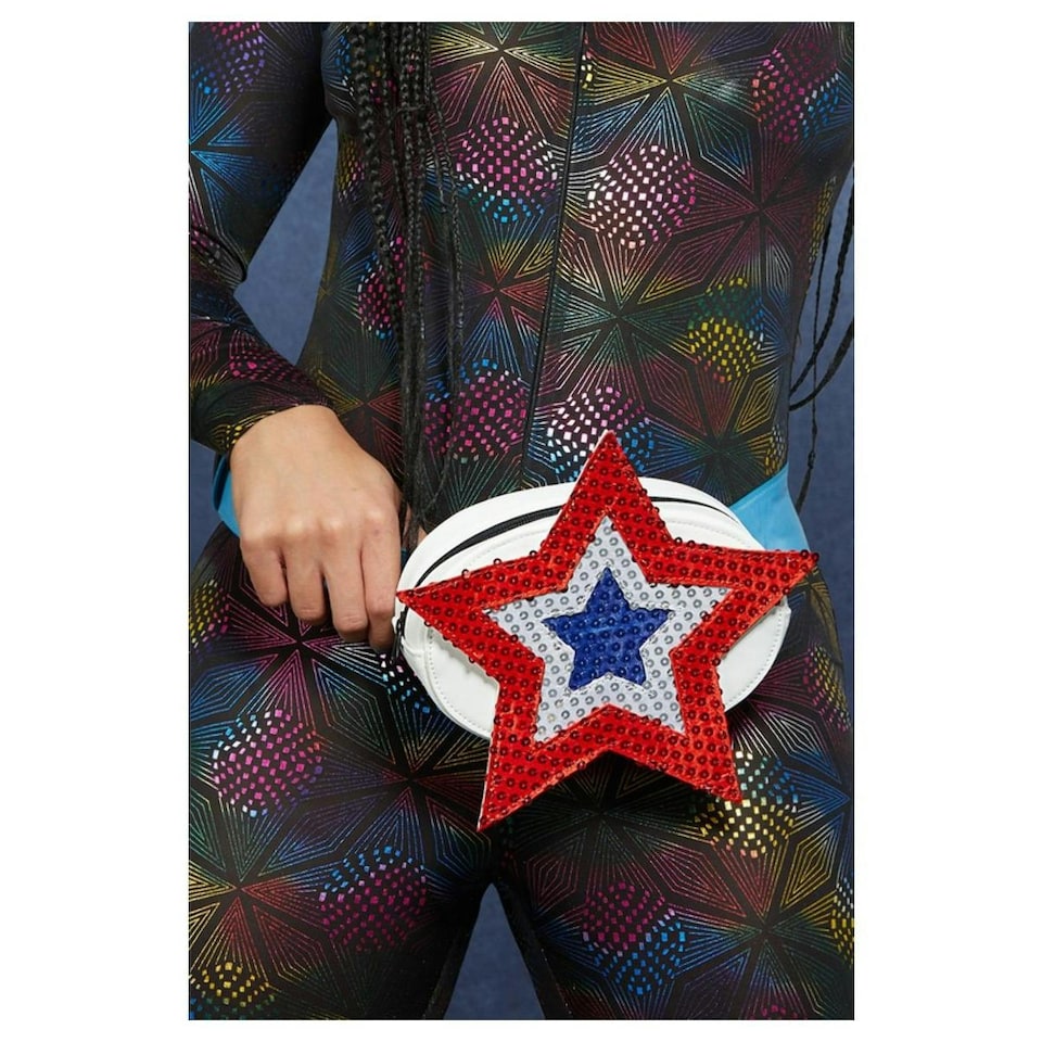 Fever Star Sequins Bum Bag - White/Red/Blue - One Size White