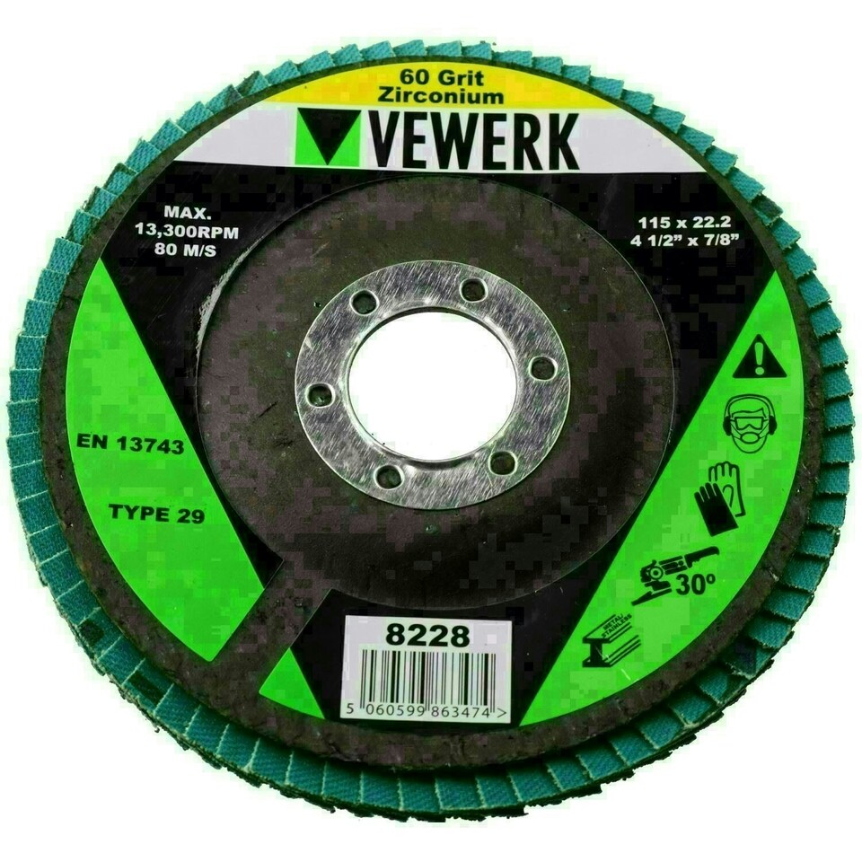 image 1 of 60 Grit Zirconium Flap Discs for Sanding Grinding Removal 4-1/2" Grinder 10pc