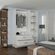 image 4 of Modern 3-Door High Gloss Wardrobe with Dual Mirrors, Gold Accent Handles, Drawers & Shelves-116cm Wide White | White116cm