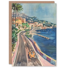 Greeting Card Monaco Motor Sport Race Track Cityscape Painting