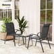 image 2 of Outsunny Garden Bistro Set, 3 Piece Garden Furniture Set with Stackable Armchairs and SPC Board Coffee Table, Bistro Table and Chairs with Texteline Seats for Balcony, Porch, Black