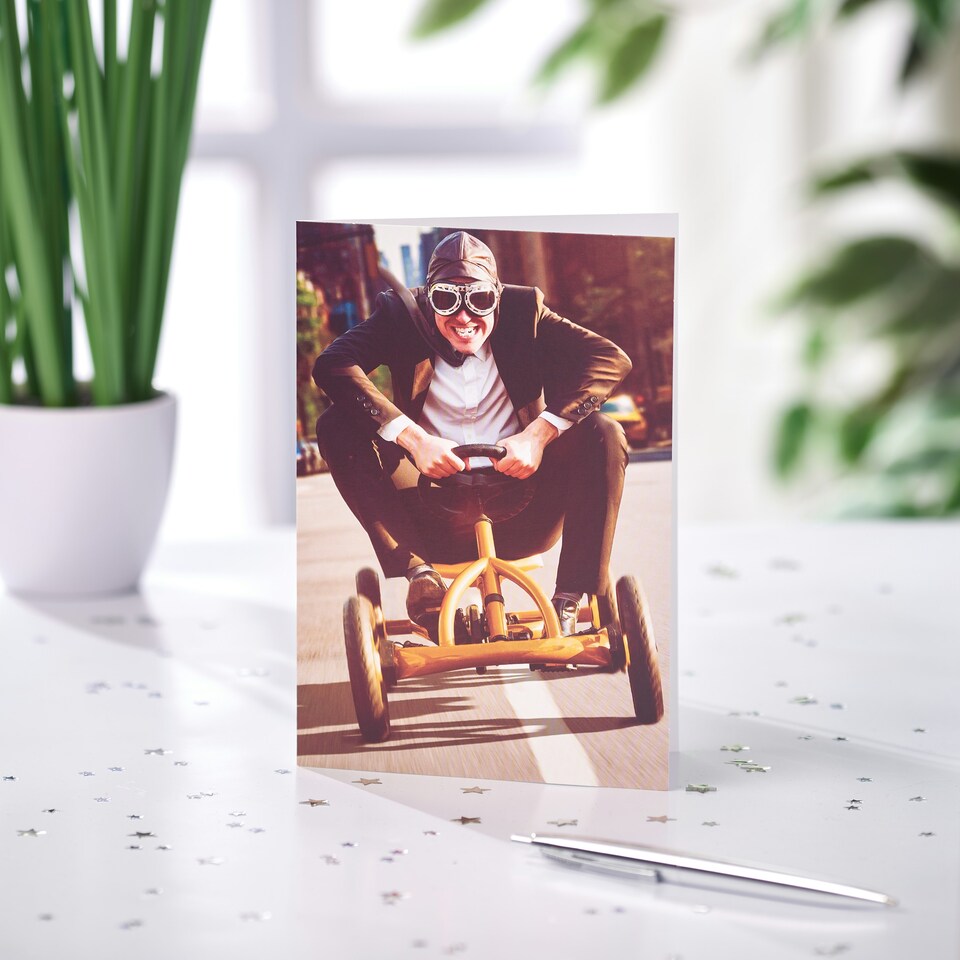image 1 of Humour Birthday Card - Man On A Pedal Cart