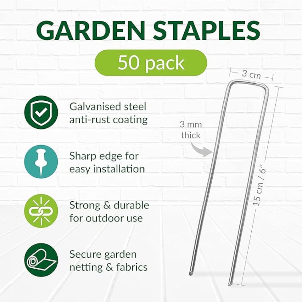 image 1 of Metal U-shaped Garden Pegs for Fixing Artificial Grass, Garden Cloth, Peat Mats and Nets