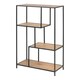 image 1 of Seaford Black Metal Asymmetrical Bookcase with 3 Oak Shelves