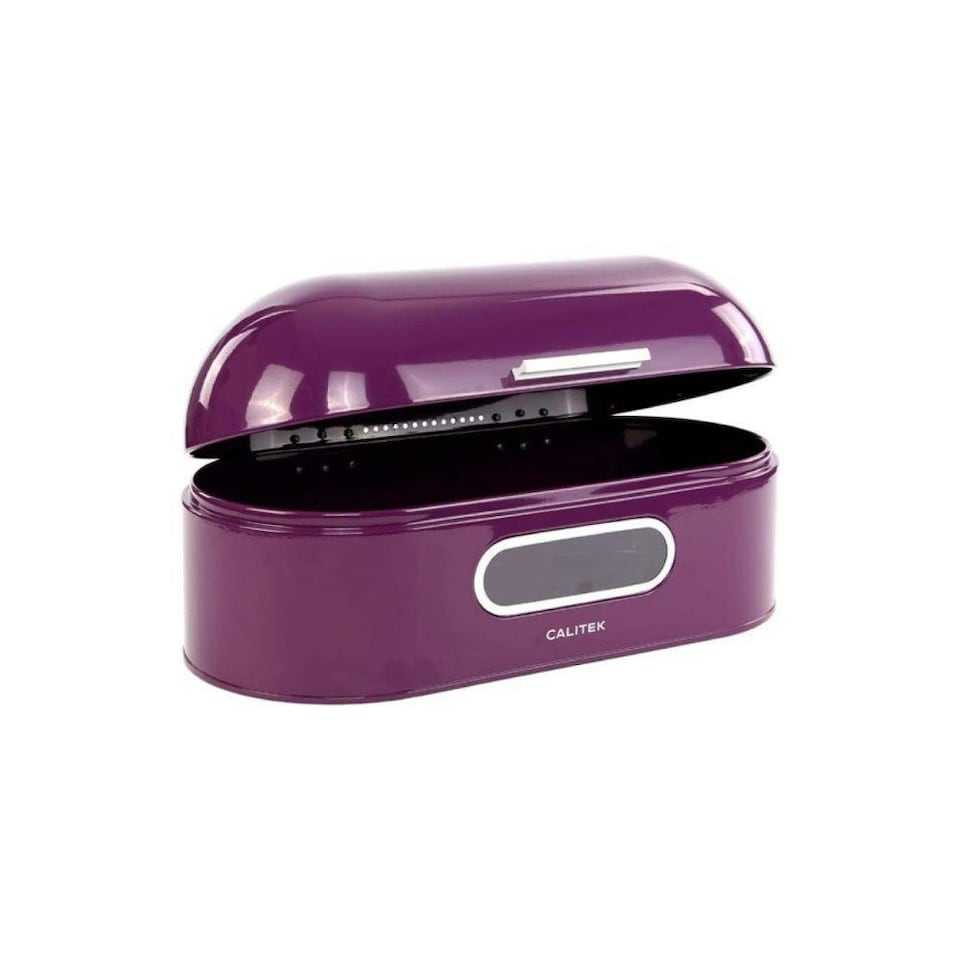 image 1 of CALITEK Retro Bread Bin Round Top Kitchen Counter Coated Carbon Steel Purple