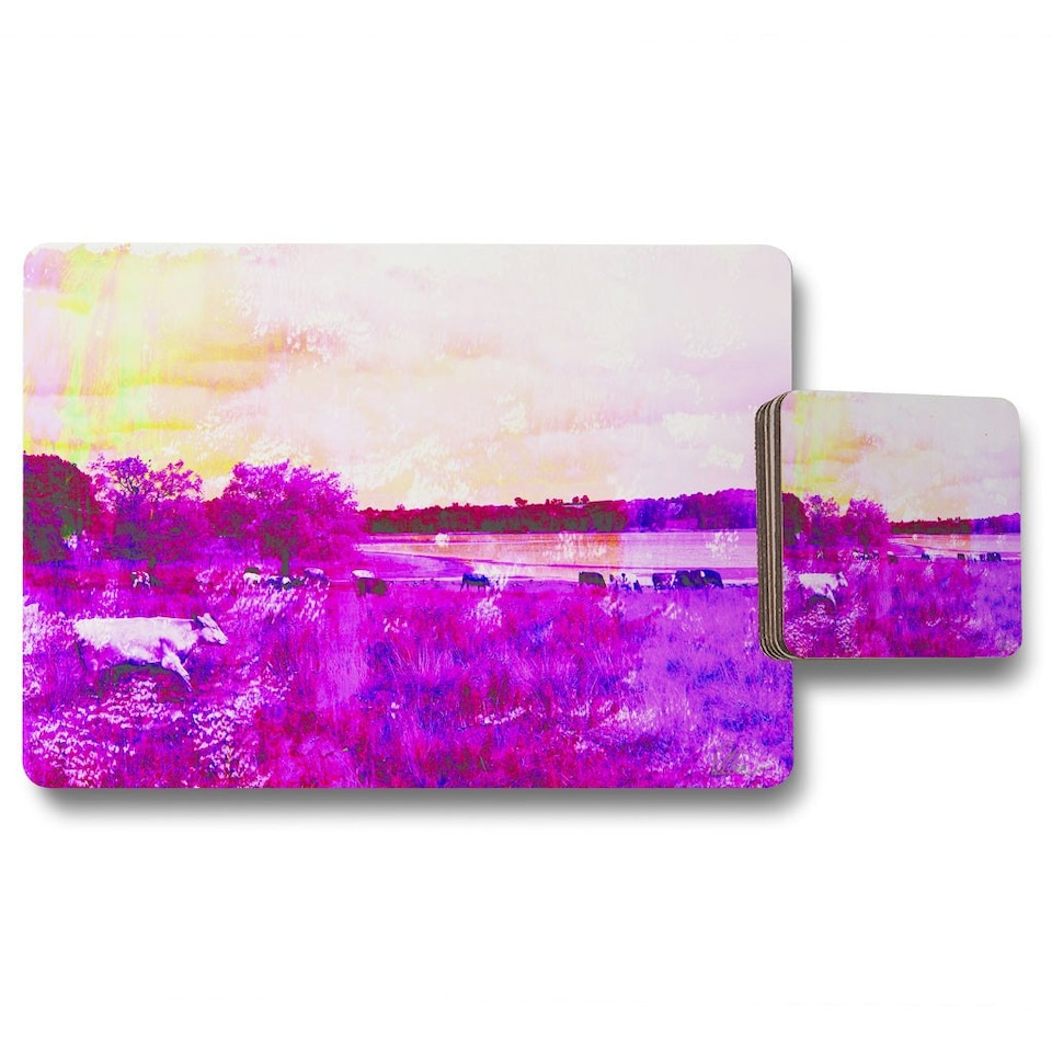 Vintage pinky Cow (Placemat & Coaster Set)