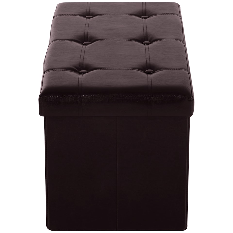 image 1 of HOMCOM Folding Faux Leather Storage Cube Ottoman Bench Seat PU Rectangular Footrest Stool Box Brown | Brown | 1