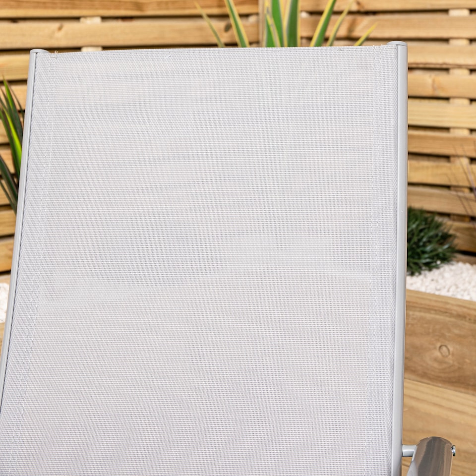 image 1 of Set of 2 Outdoor Garden Patio Multi Position Reclining Folding Chair in Grey