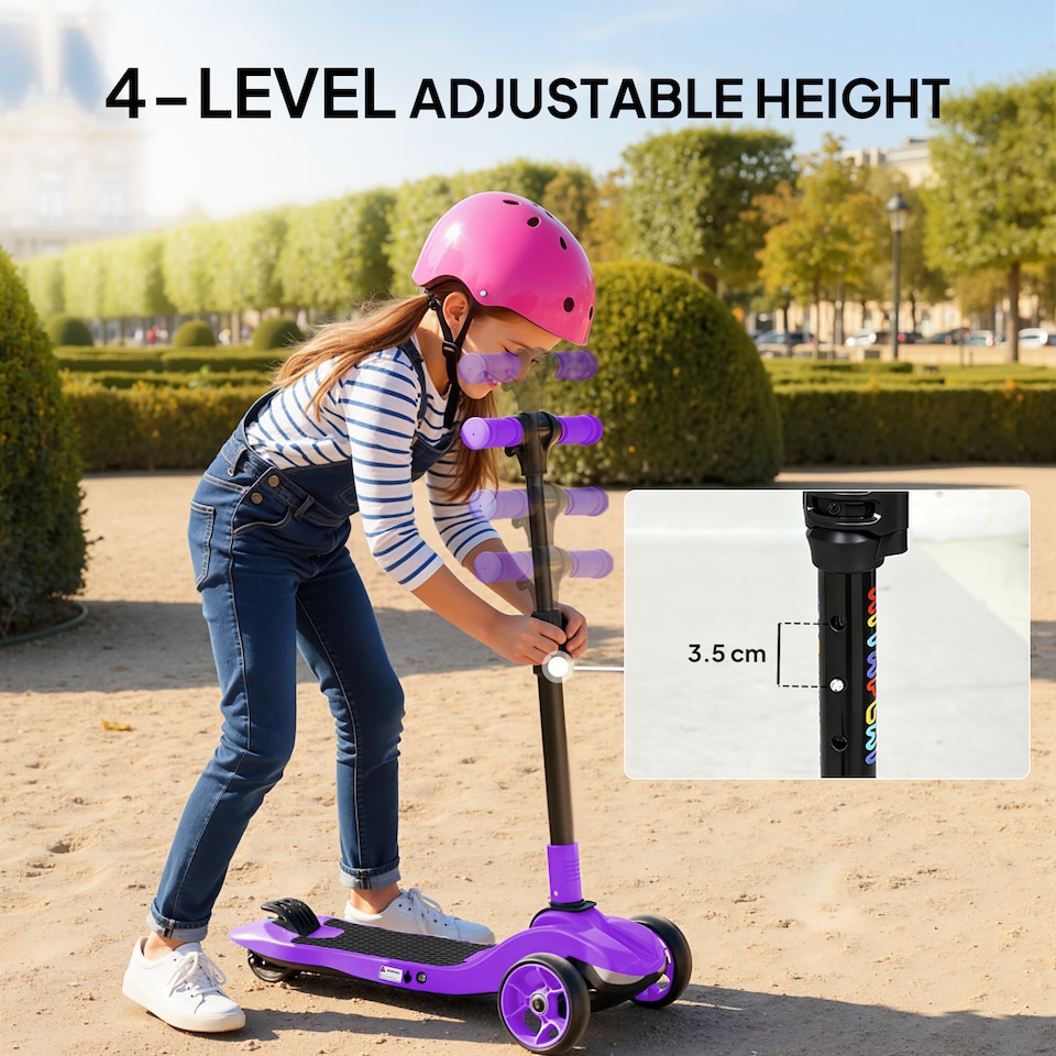 image 1 of AIYAPLAY Electric Scooter for Age 6-10, 3 Wheel Foldable Kids Scooter | Purple