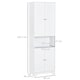 image 7 of HOMCOM 183x60cm Tall Freestanding Bathroom Cabinet Retro 3 Compartments White White