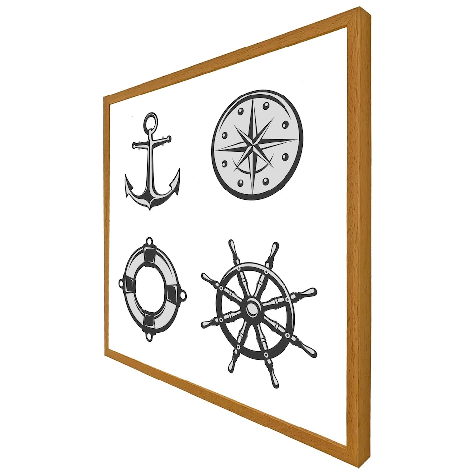 image 1 of Nautical icons (Picture Frame) Brown | L