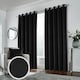 image 1 of Hampton Black Velvet Curtains 90 x 72 inch (229 x 183 cm) 100% Blackout Eyelet Thermal Noise Reducing Curtains for Bedroom and Living Room