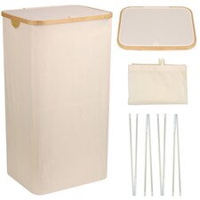 100L Foldable Laundry Hamper with Lid, Collapsible Clothes Basket