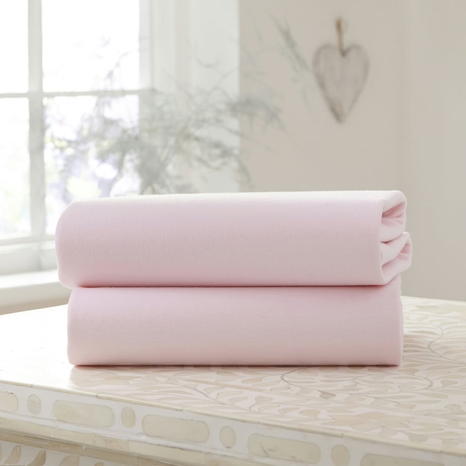 image 1 of Clair de Lune 2 Pack Pram/Crib Sheets - Pink