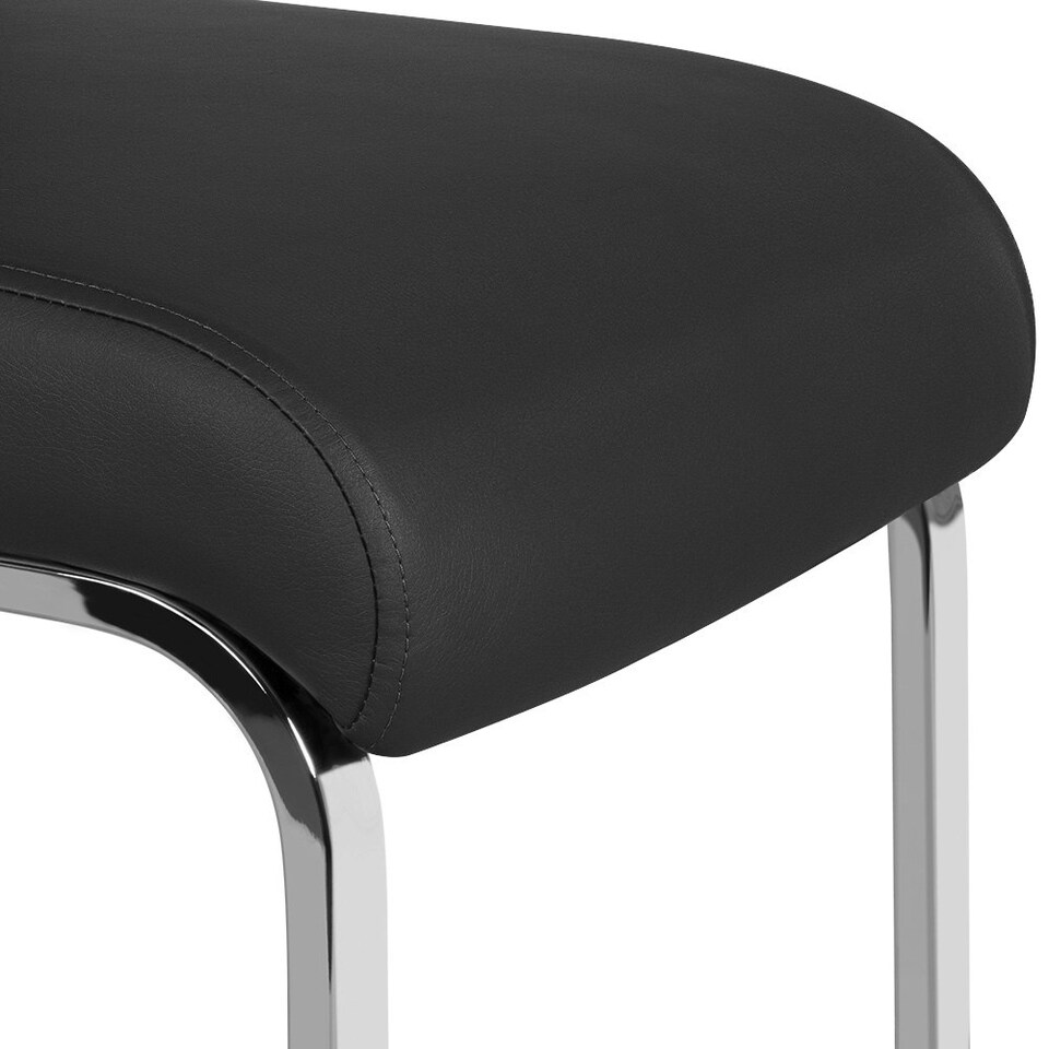 image 1 of Yaheetech Set of 2 Dining Chairs Faux Leather Chairs with Metal Legs Black