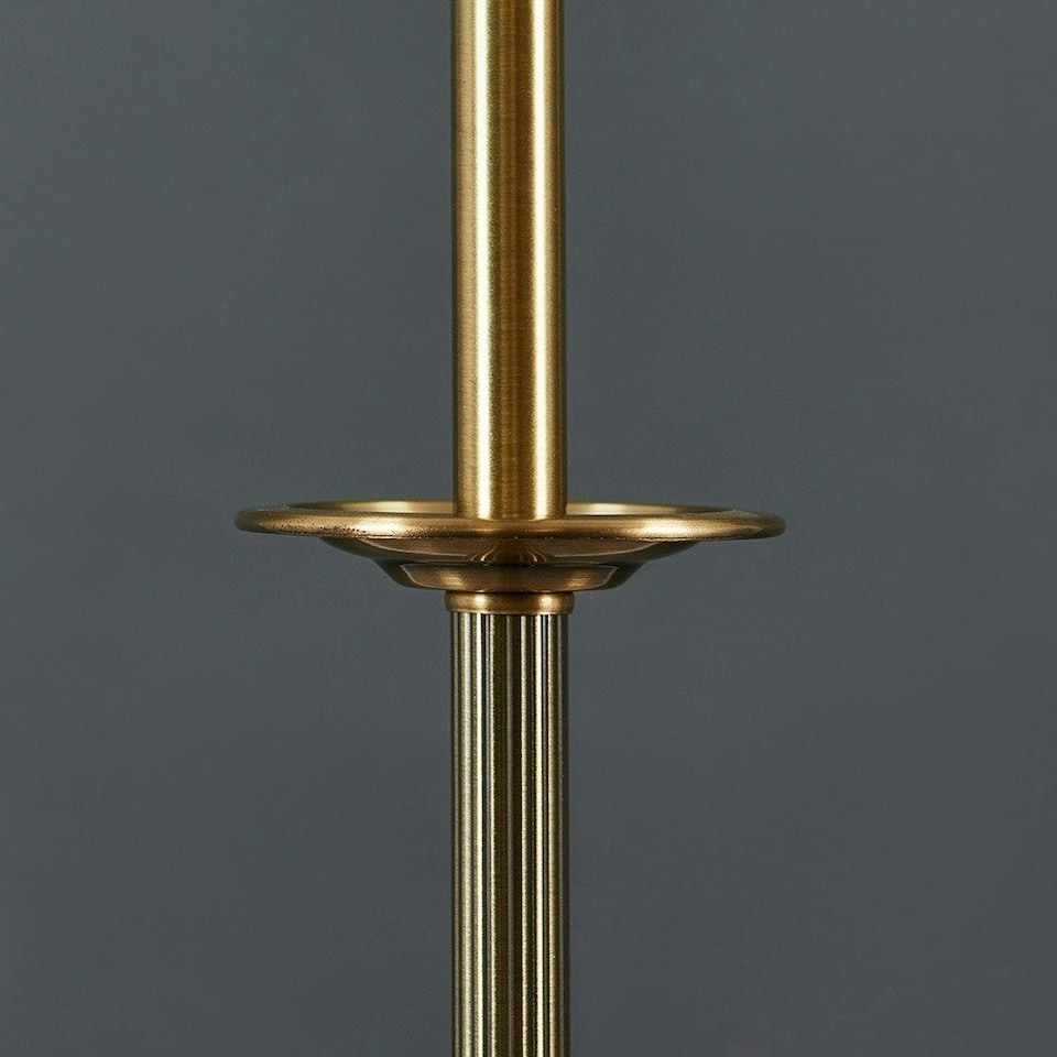 image 1 of ValueLights Traditional Style Antique Brass Sconce Floor Lamp With Beige Gold Drum Shade