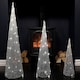 image 4 of LED Tree Cone Obelisk Trio with 90 LEDs in Silver