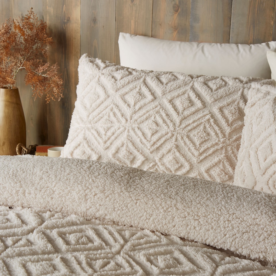 image 1 of Fusion Geo Fleece Duvet Cover Set Natural