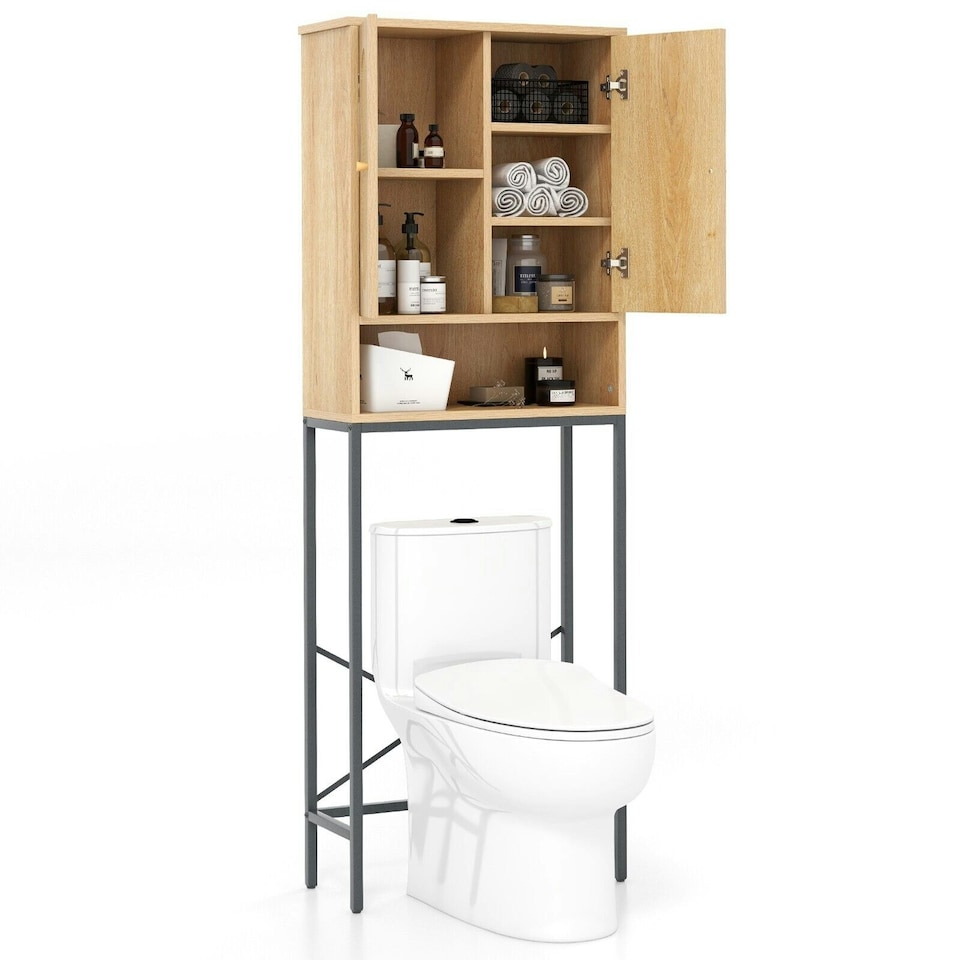 image 1 of COSTWAY Freestanding Toilet Storage Cabinet Bathroom Rack