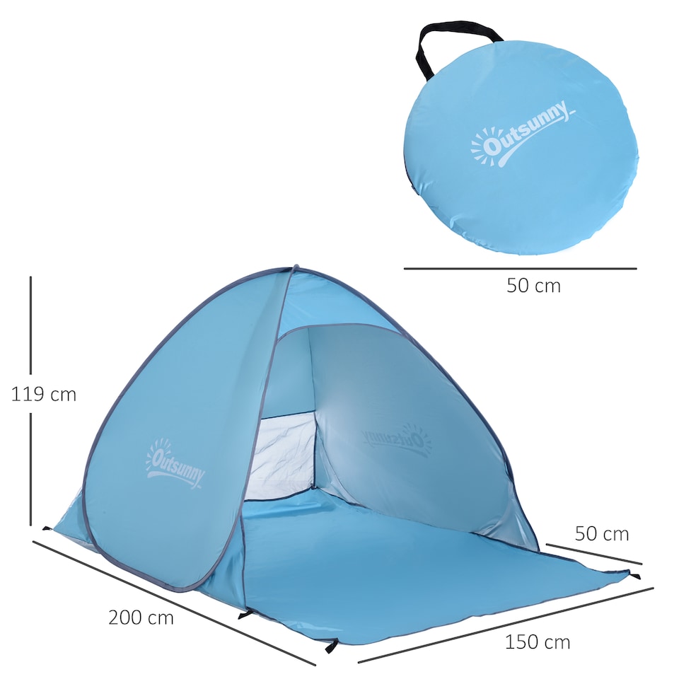 image 1 of Outsunny 2-3 Person Pop up Tent Instant Camping Tent Sun Shade Shelter | Blue | Blue