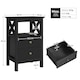image 3 of Yaheetech Farmhouse Bedside Table with 2 Drawer 1 Shelf Black