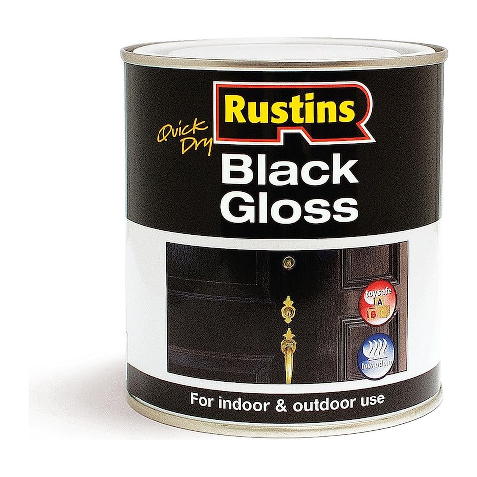 image 1 of Rustins Quick Dry Black Gloss Paint 500ml - Fast-Drying for Wood & Metal
